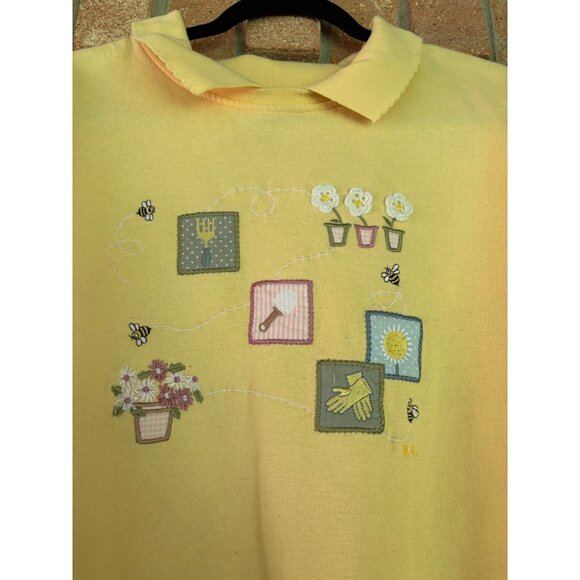 Vintage Northern Reflections Yellow Sweatshirt W/ Collar XL Embroidered Floral - Picture 12 of 12